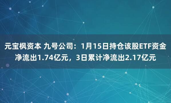 元宝枫资本 九号公司：1月15日持仓该股ETF资金净流出1.74亿元，3日累计净流出2.17亿元